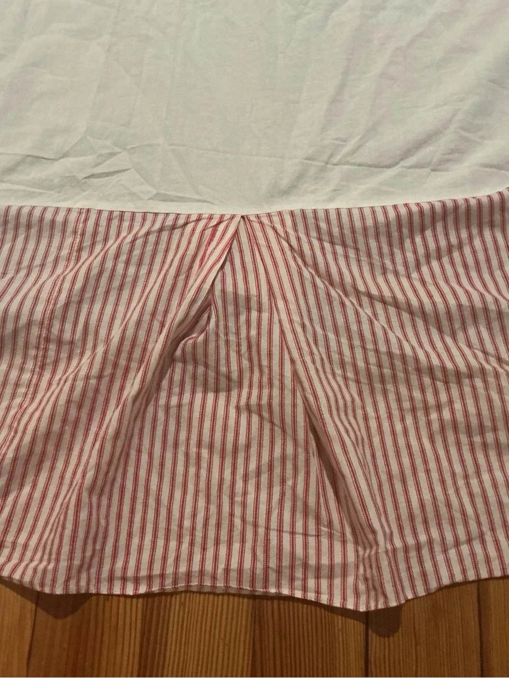 Vintage 100% Cotton Ticking Bedskirt